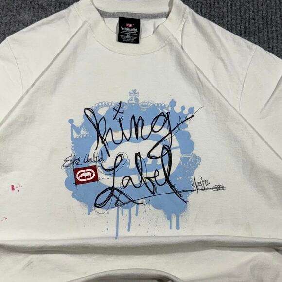 Ecko Unltd T-Shirt Youth Medium White Grunge Baggy Hip-Hop Skater 2000s - Picture 4 of 8